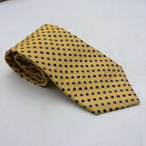 XMI Platinum Silk Necktie Yellow Blue Polka Dot Tie USA Classic Business